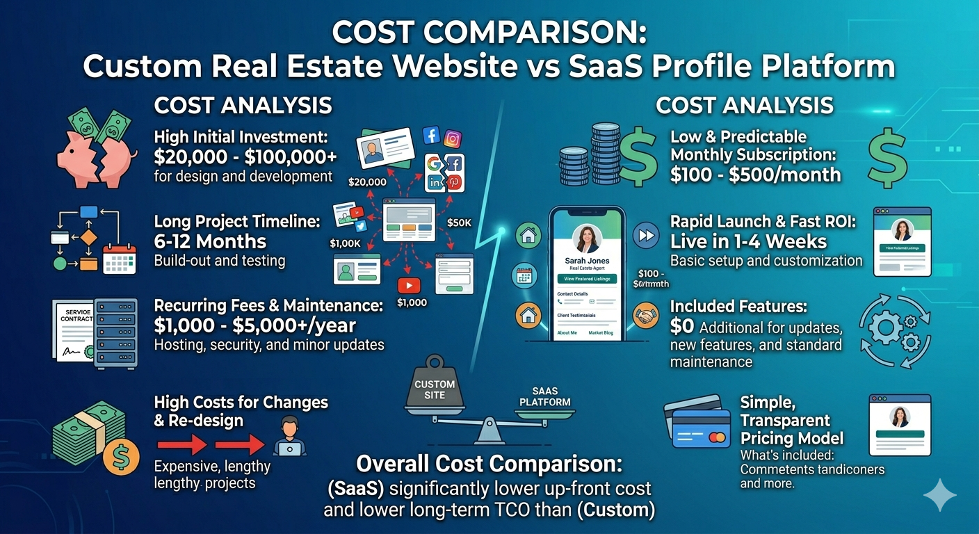 Cost Comparison: Custom Real Estate Website vs SaaS Profile Platform
